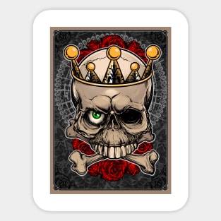 One-Eyed (Blind) Skull King and Roses Playing Card Sticker